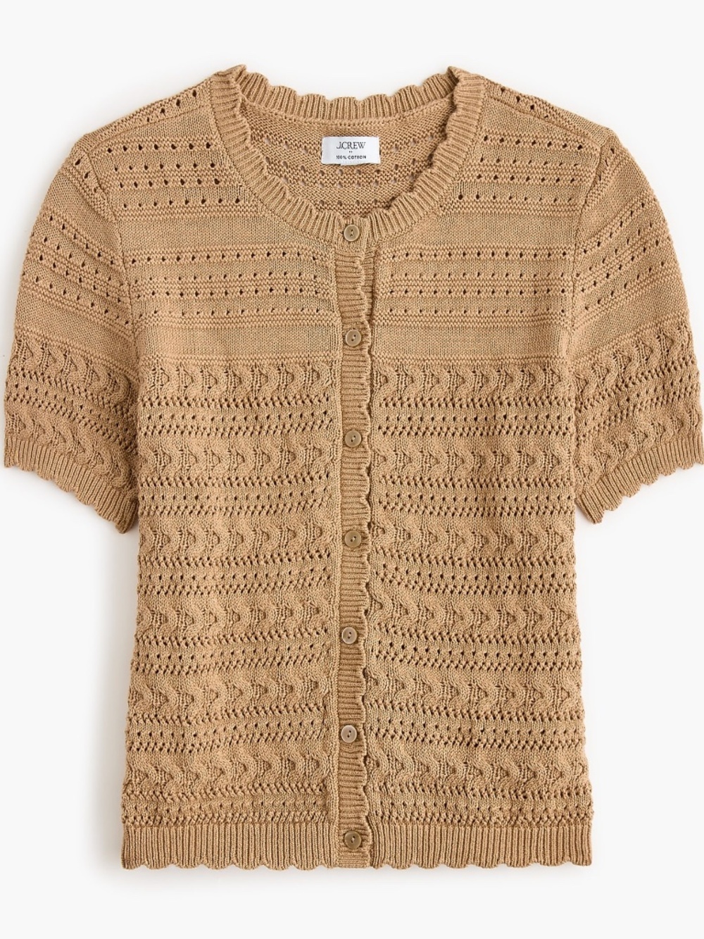 NWT J.Crew Factory Short-sleeve Pointelle Cardigan Sweater